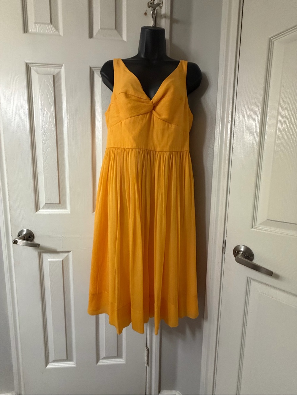 J.Crew Vintage Sophia Silk Chiffon Midi Dress Yellow Size 12